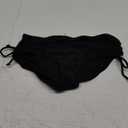 Zmart Women Full Coverage Bikini Bottom Adjustable Side Tie Swim Bottom with Side Ruched Mid Rise Bathing Swimsuit (Large, Black)
