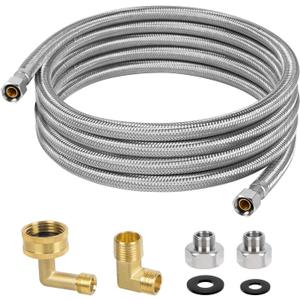10 FT Dishwasher Installation Kit, Braided Stainless Steel Dishwasher Water Supply Line with 3/8" Compression Dishwasher Connectors, Burst-Resistant Inner Tube, Certified Safe