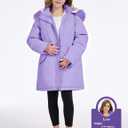 Arssm Girls Long Coat Kids Fleece Jacket Winter Puffer Jacket Warm Parka Outerwear with Hood (Purple)