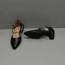 Women's Pointed Toe Pumps, Cross-Strap, Block Heel Dress Shoes (11, Matte Black)