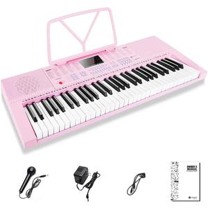Vangoa VGK610 Piano Keyboard, 61 Mini Keys Portable Music Keyboard for Beginners with Microphone, 3 Teaching Modes, 350 Tones, 350 Rhythms, 30 Demos, Pink