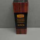 9 Piece Natural Teak Wooden Kitchen Utensil Set with Spoon Rest - Comfort Grip Cooking Spoons and Utensils Holder