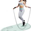 LERYG 8mm Jump Rope Mat Fitness Exercise Mat Durable, Non-Slip, Workout Mats with Jump Rope & Carrying Bag for Home Gym Flooring(55"x 24") (Green)