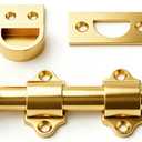 Khtumeware 4 Inches 2-Pack, Polished Brass Solid Brass Dutch Door Surface Slide Latches & Bolts, Decorative for Windows and Doors