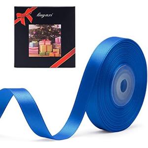 Solid Color Double Faced Blue Satin Ribbon 1/2" X 25 Yards, Ribbons Perfect for Crafts, Wedding Decor, Bow Making, Sewing, Gift Package Wrapping and More
