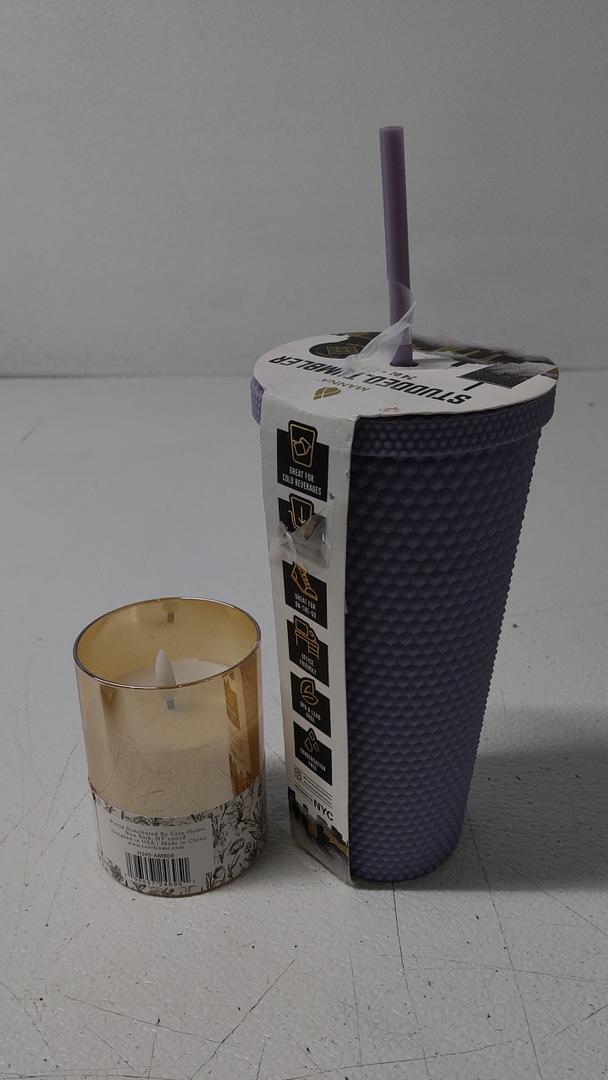 Manna Studded Tumbler 24oz 710 ml Rubber Finish Purple NEW And Candle