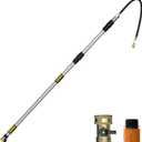 LAANPOLE Gutter Cleaning Tools from The Ground, 12FT(20FT Reach) Rain Cleaner with Bendable Wand and Quick Connect Adapter for Garden Hose