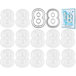 Briartw 12pcs Clear Plastic 3D Shaker Covers with Cutting Dies for Shaker Card Making,0.32" Height Number 8 Shaker Blisters Can Fill Glitter,Confetti for Birthdays,Anniversaries,Holiday Wishes