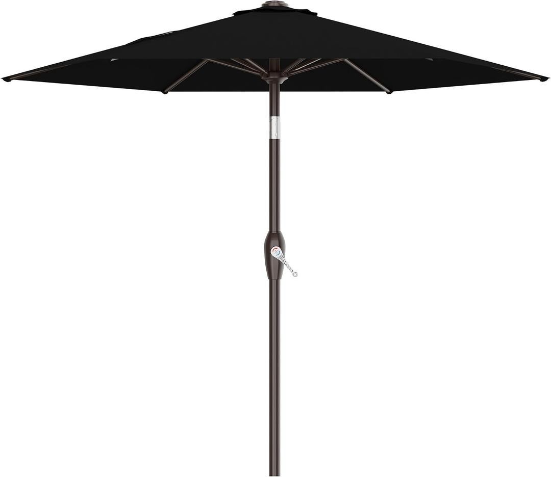 AreShark 7.5FT Patio Umbrella Table Market Umbrella w/Tilt and Crank, Heavy-Duty Outdoor Umbrellas for Pool, Deck, Garden and Backyard, Black