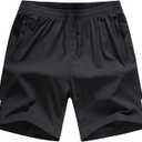 2 x Men's Quick Dry Workout Shorts with Zip Pockets for Athletic Gym Running Hiking Shorts (Black)