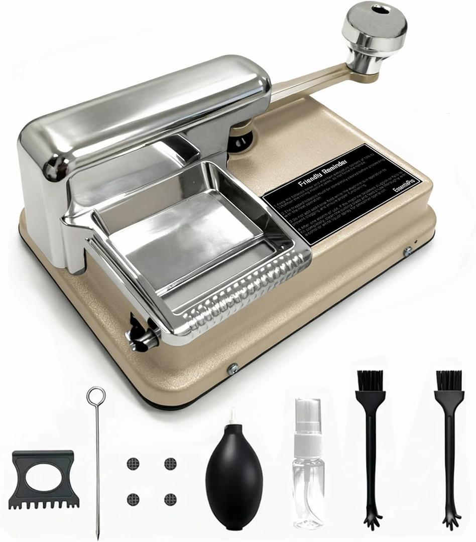 EssentiaPro Dual-Track Cigarette Rolling Machine for King Size & 100mm (Regular/ 8mm) Tubes, All-Stainless Steel Build with 7-Piece Cleaning Kit (Sandy Gold)