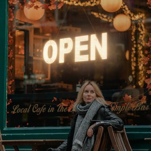 lulixilul LED Open Sign for Business, 30"x10" Dimmable Brightness Large Electric Light Up Sign, Hanging Installation for Store Restaurant Office Bar Hotel Salon (white)