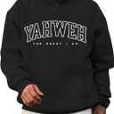 Christian Jesus Hoodies For Men Graphic Yahweh Hoodie Bible Verse God Sweatshirt Religious Faith Cotton Pullover Tops (X-Large, Black)