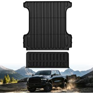 LASFIT 5.7FT Truck Bed & Standard Tailgate Mats for RAM 1500 2019-2026 | Fits Power-Release Tailgates, Without RamBox, Not Fit Power/Multifunction Tailgate, All Weather Custom Fit Bed Liner, Black