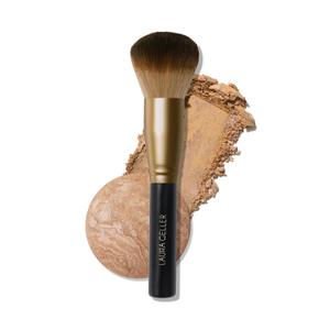 LAURA GELLER Full Face Powder Makeup Brush with Wooden Handle in Midnight Black Foundation, Setting Powder, Blush, Bronzer, Highlighter and Luminizers Sheer, Even Application and Blending Makeup
