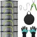 BRIVADO Herb Drying Rack Hanging Mesh 6 Layer 24" with Zipper, Gloves, Garden Pruning Shear, Hook & Carabiner Clip for Drying Herbs, Plants, Seeds, Buds | Outdoor, Hydroponics Herb Dryer Hanging Rack