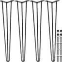 VEVOR Hairpin Table Legs 34" Black Set of 4 Desk Legs 880lbs Load Capacity (Each 220lbs) Hairpin Desk Legs 3 Rods for Bench Desk Dining End Table Chairs Carbon Steel DIY Heavy Duty Furniture Legs (34 Inch)