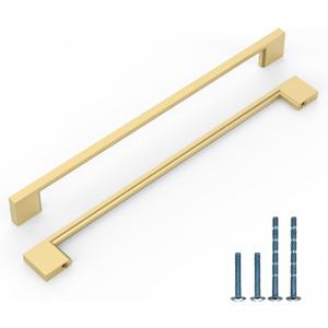 10 Pack 10 Inch(256mm) Kitchen Cabinet Handles Brushed Gold Cabinet Pulls Kitchen Cabinet Hardware Drawer Pulls for Cupboard Wardrobe