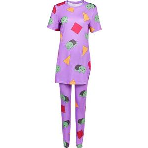 Adult Outift Turtle Pajamas Cosplay Costume Purple Shirt Pants Halloween Set M