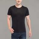 Mens Silk T Shirt Soft Undershirt Summer Comfort Breathable Tee Workout Top Casual Sleep Wear No Shrink,Great Gift (Black, XXL)