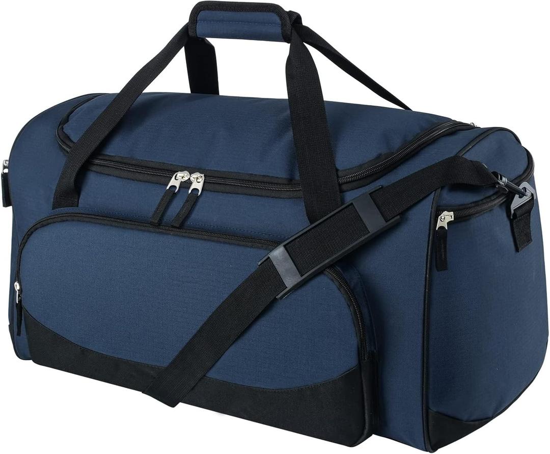Gym Duffle Bag for Men - 55L Navy Blue Large Duffel Bags for Sports, Workout, Traveling, Durable Heavy Duty Duffel Gear Bag