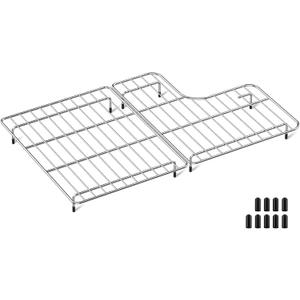 Dreyoo Racks Compatible with Kohler Whitehaven K-6486 and K-6487 Sink, 304 Stainless Steel Protectors for Kitchen With 9 Additional Rubber Feet, 14.68 x 23 x 1.61 in (Classic Style)