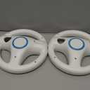 Old Skool Mario Kart Racing Wheel Compatible with Nintendo Wii and Wii U 2 Pack - White