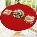 Moosfor Round Spandex Tablecloth, Elastic Fitted Waterproof Tablecloths for 42"-50" Tables, Stretch Washable Picnic Table Cover for Camping, Dining, Indoor and Outdoor, Red