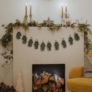 Boho Christmas Garland Vintage Christmas Tassel Garland with Wood Beads 60 in Bohemian Pastel Banner Farmhouse Fireplace Decor for Birthday Party Decor Bedroom Nursery (Green)