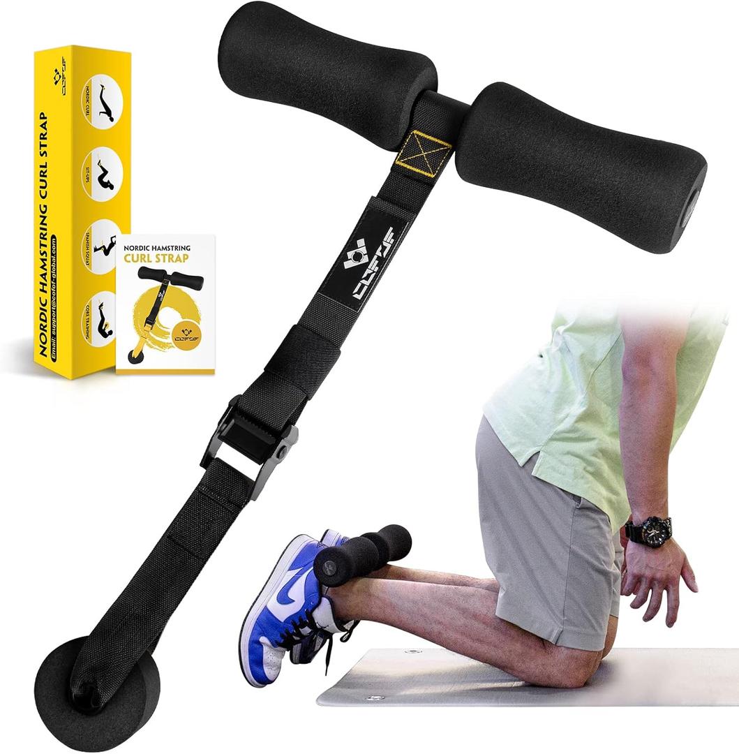 Nordic Hamstring Curl Strap, Nordic Curl Strap Holds 420 Pounds Great for Hamstring Curls, Sit-ups, Spanish Squats, Ab Workout, 5 Second Setup Nordic Curl Strap Home Fitness Equipment