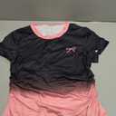 SOLY HUX Women's Short Sleeve Cute Summer Graphic T Shirts Ombre Bow Tees Aesthetic Tops Pink and Black Small