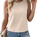 AKEWEI Linen Tank Top for Women 2026 Spring Summer Beach Crewneck Cute Sleeveless Shirts Basic Blouses Crop Cotton Linen Tops（Apricot, S）