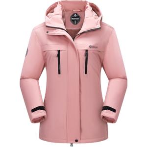Women's Waterproof Snow Ski Jacket Warm Winter Coat Insulated Snowboarding Jacket Softshell Hiking Jacket (Pink, S)