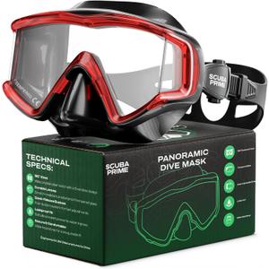 Pano 3 Scuba Diving Mask, Tempered Glass Snorkel Mask Three-Window Scuba Mask No-Leak Dive Mask Silicone Skirt Diving Mask for Snorkeling and Scuba Use