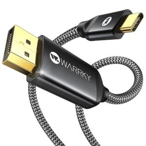 Warrky USB C to DisplayPort Cable 8K@60Hz 4K@240Hz [Gold-Plated Plug, Aluminum] Unidirectional Type-C to Display Port Cord, Thunderbolt 5/4/3 Compatible with MacBook Pro/Air, iPhone 16, iPad, Galaxy (6ft, Grey)