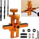 Jucoan Cabinet Door Installation Jig, 2-in-1 Adjustable Cabinet Door Positioning Jig with Drill Bits, Aluminum Alloy Mounting Tool Guide for Precise Cabinet Hardware Mounting Fits 10-40mm Boards