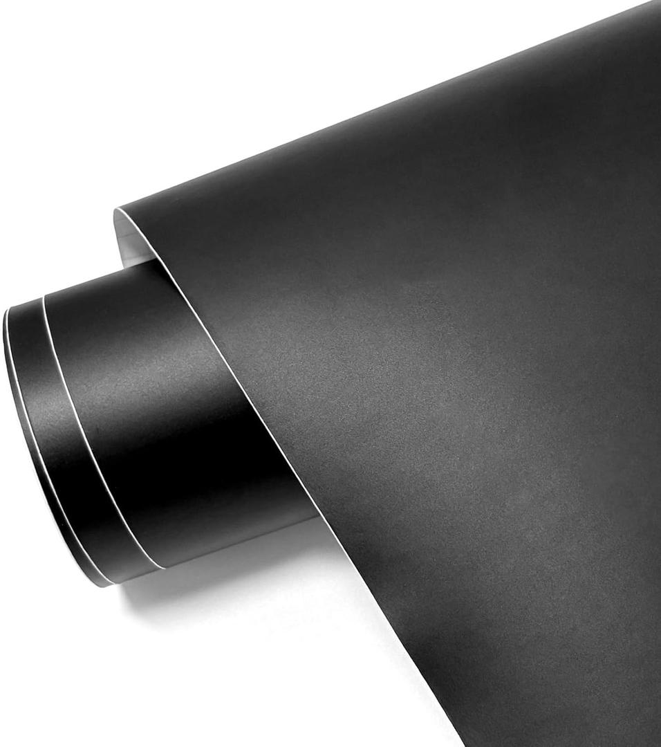 Vinyl Wrap for Cars, Matte Black Car Wrap Vinyl Roll Air Release Self Adhesive Automotive Vinyl Wraps Auto Sticker Decal Interior Exterior (Matte Black, 1ft x 10ft)