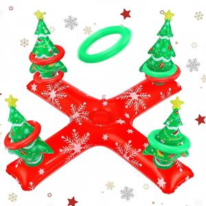 9 Pcs Inflatable Christmas Games Set 32 Inch Christmas Tree Ring Toss Game 8 Pcs 10 Inch Ring for Xmas Party Favors Indoor Outdoor Game Gifts Indoor Outdoor Xmas Holiday Party Supplies