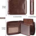 Men's Shielded Wallet Zipper Leather Wallet Men's Bifold RFID Card Case Wallets for Men (Z-Coffee)