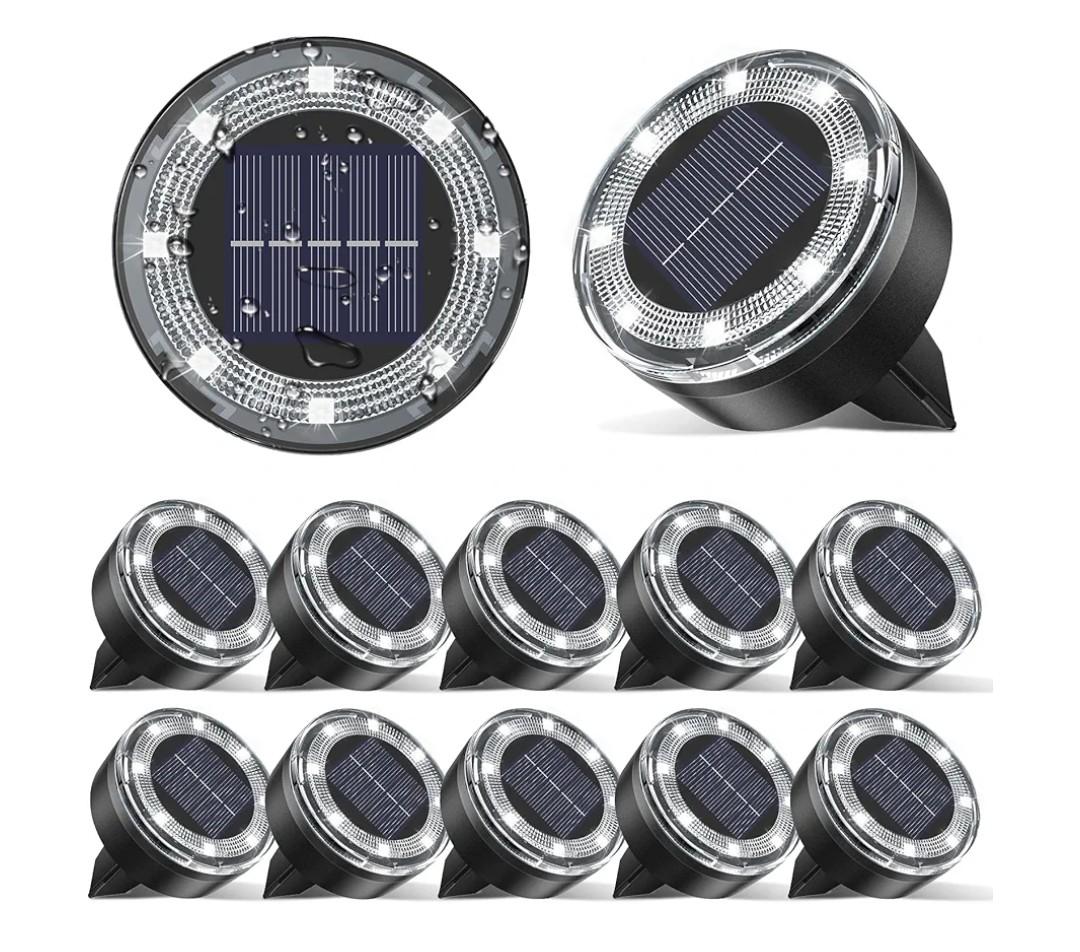 Mini Solar Ground Lights, 16 Pack Solar Lights Outdoor Waterproof, Upgraded LED Flat Landscape Lighting for Outside Pathway Garden Patio Yard Driveway,Cold White