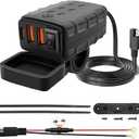 Waterproof Motorcycle USB Charger with 3 Ports, 36W Universal Fit SAE to USB Fast Charging Adapter with ON Off Switch