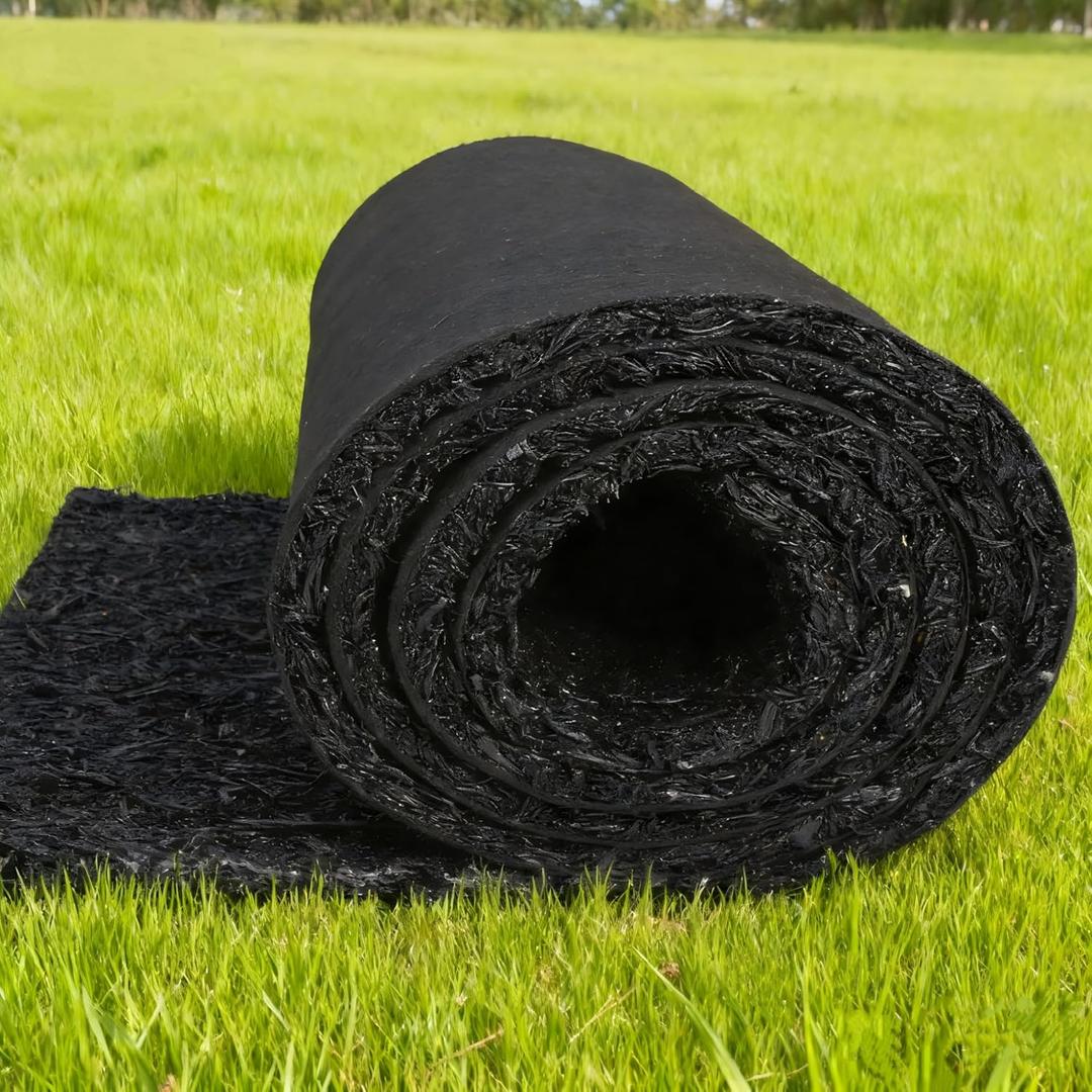 uyoyous Black Rubber Mulch Mat Roll, 8ft x 2ft Recycled Mulch Walkway Pathway, Permanent Garden Barrier Edging Border Mat, for Landscaping Outdoor