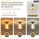 11.8in Semi Flush Mount Ceiling Light Fixture, Vintage Striated Glass Kitchen Lighting Fixtures Ceiling Mount for Entryway Hallway Bedroom Dining Room Bathroom Foyer Laundry (Amber)
