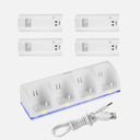 4x 2800mAh Battery + Charger Dock Stand Station for Wii Wii U Remote White