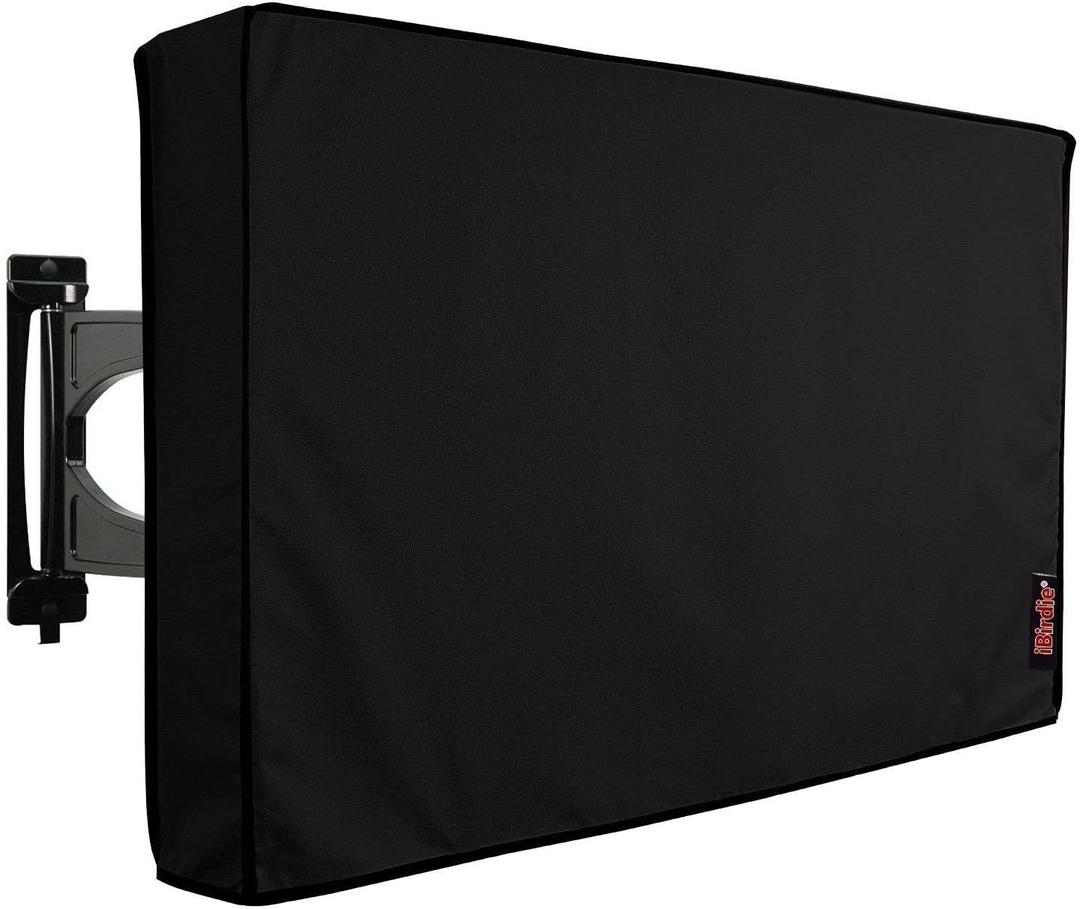 iBirdie Outdoor TV Cover 52 to 55 inch Weatherproof, Cover Size 52''L x 31''H, Waterproof for Outside Flat Screen 52 to 55 inch TV, Black, 600D Thick Fabric Screen Protector with Bottom