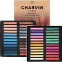 Charvin Artist Colored Chalk Pastels (Set of 48) - Water Soluble, Assorted Pastel Color Sticks for Wet, & Dry Painting (48 Count (Pack of 1))