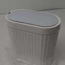 ELPHECO Bathroom Motion Sensor Trash can 2 Gallon Automatic Garbage Can, Slim Plastic Smart Trash Can with Lid, Commercial Intelligent Trash Bin for Bedroom, Bathroom, Office, White with Grey Trim