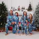 VNVNE Matching Christmas Onesie Pajamas for Women/Men/Couples/Family, Xmas Holiday Long Sleeve One-Piece Adults Pjs Sleepwear (Blue)