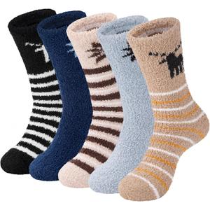Mens Womens Fuzzy Socks Winter Warm Thermal Thick Boot Slipper Fluffy Sleeping Bed Sock for Christmas Gifts Unisex (Multicolor10)