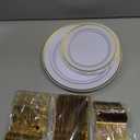 bUCLA 150PCS Gold Plastic Dinnerware Set Disposable - Heavy Duty Gold Plates Include 25 Dinner & 25 Dessert Plates,25 Forks,25 Knives,25 Spoons&25 Cups for Party&Wedding